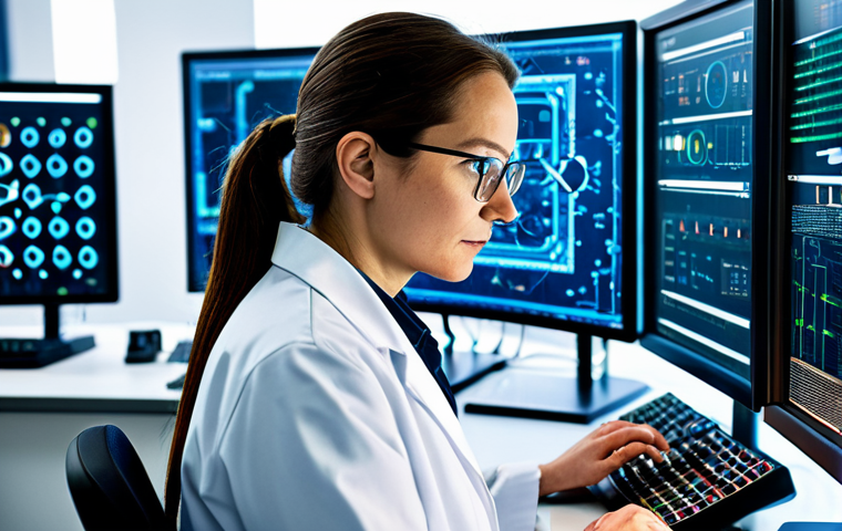 **

A professional female physicist in a modern laboratory in Stockholm, Sweden, fully clothed in a modest lab coat and glasses, working with quantum computing equipment.  Background shows complex circuitry and glowing screens.  Safe for work, appropriate content, perfect anatomy, correct proportions, well-formed hands, proper finger count, professional.

**