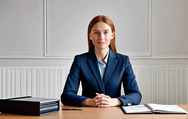 "A professional businesswoman in a modest business suit, sitting at a desk in a modern Stockholm office, fully clothed, appropriate attire, safe for work, perfect anatomy, natural proportions, professional photography, high quality."