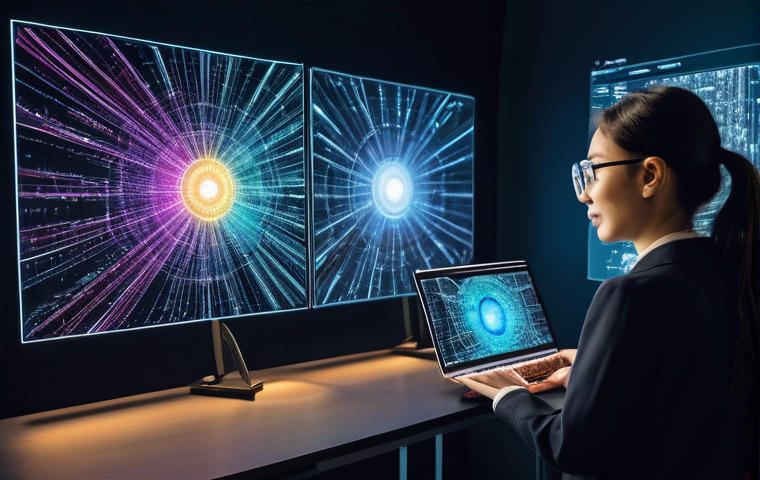 양자컴퓨터의 프로그래밍 언어 종류 - **Quantum Programmer in a Futuristic Lab**: A focused, young adult programmer, perhaps in their late...