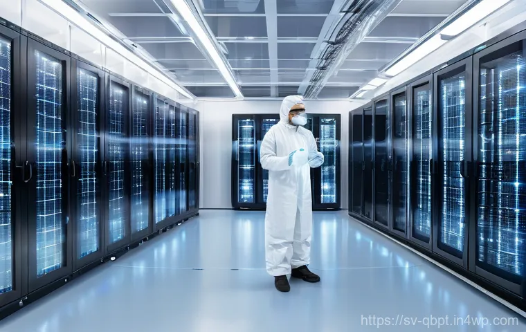양자컴퓨팅의 환경적 영향 - **Prompt:** "A futuristic, ultra-energy-efficient quantum computing data center. The scene features ...