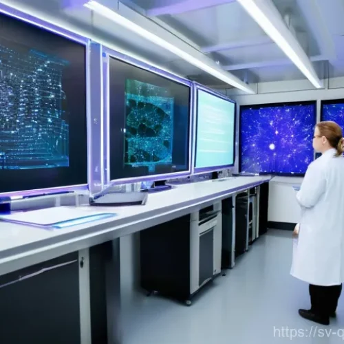 Home 25 양자 기술과 에너지 절약 기술의 융합 - **Prompt:** A futuristic, pristine quantum research laboratory at Chalmers University in Gothenburg,...