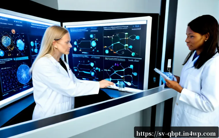 Home 17 양자컴퓨터 응용의 실제 사례 연구 - Photorealistic quantum computing application in pharmaceutical research, Swedish laboratory in Stock...